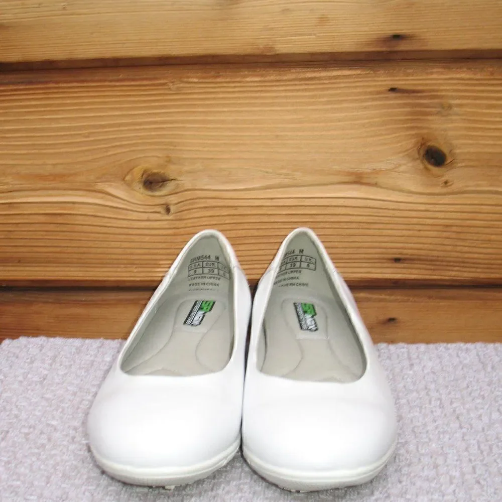 Womens White Slip Resistant Work Shoes Dress Flats